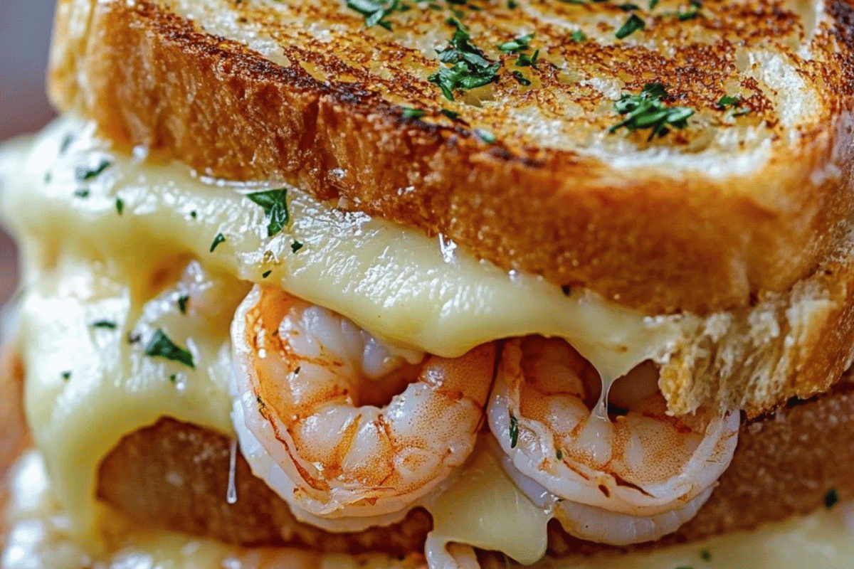 Cheesy Garlic Bread Shrimp Grilled Cheese