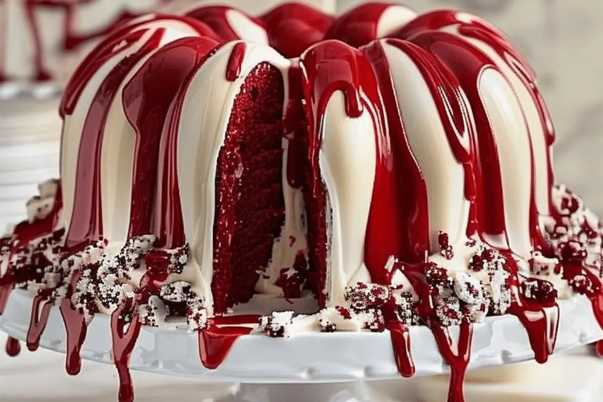 Layered Red Velvet Cheesecake Bundt Cake