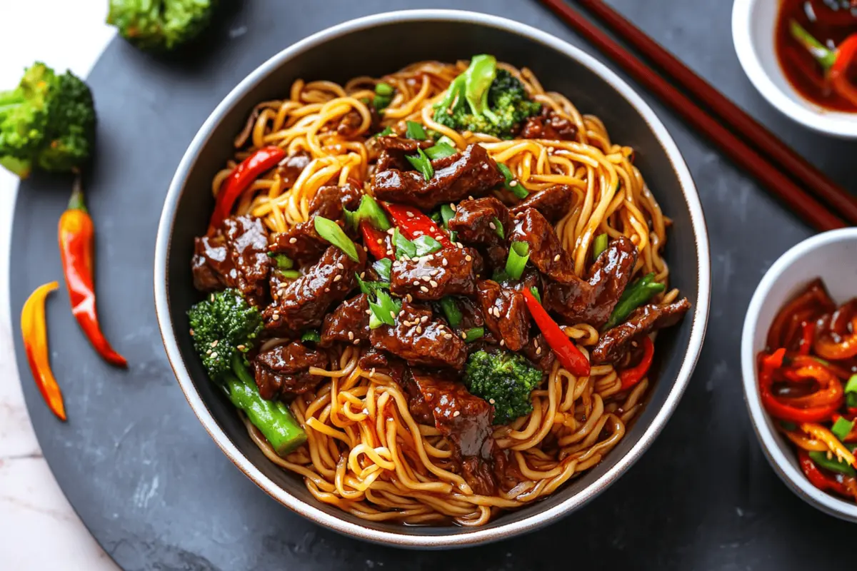 Sticky Beef Noodles Recipe