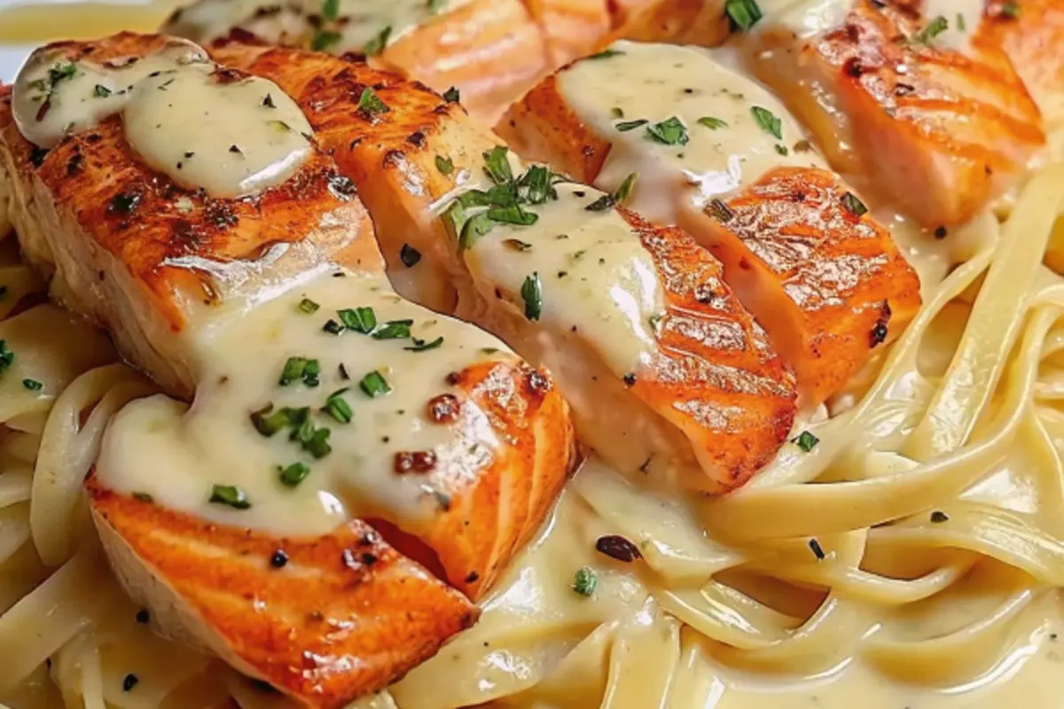 Creamy Garlic Butter Salmon Pasta