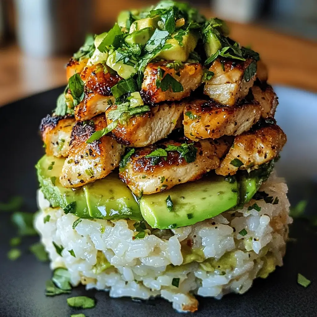 Honey Lime Chicken & Avocado Rice Stack