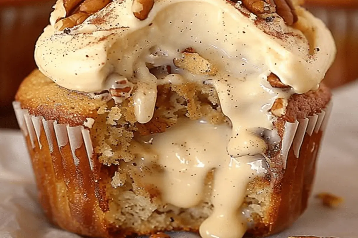 Banana Cinnamon Pecan Cupcakes with Cream Cheese Frosting