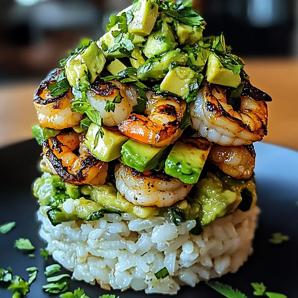 Honey Lime Shrimp & Avocado Rice Stack