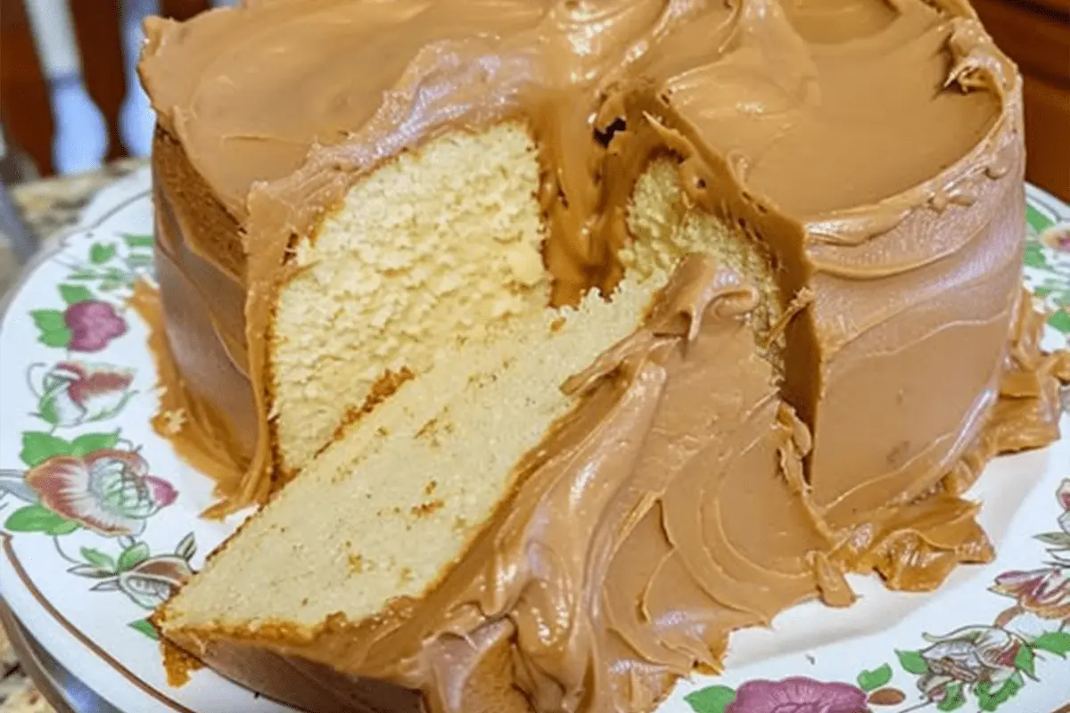 Sour cream pound cake with Carmel frosting