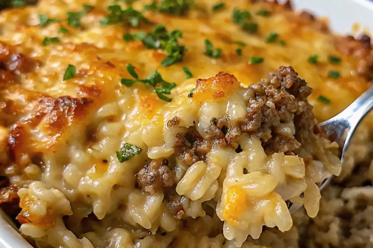 Cheesy Ground Beef Rice Casserole
