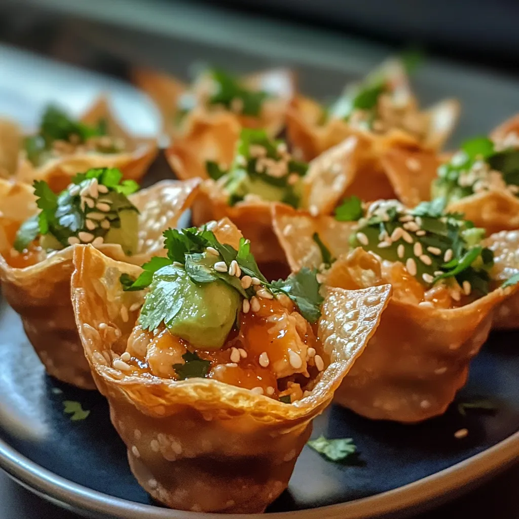 Crispy Avocado Chicken Wonton Cups – Easy Party Appetizer Recipe
