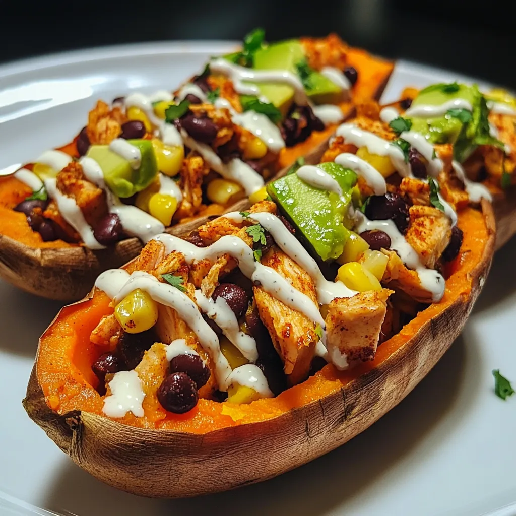 Honey Lime Chicken & Avocado Stuffed Sweet Potatoes