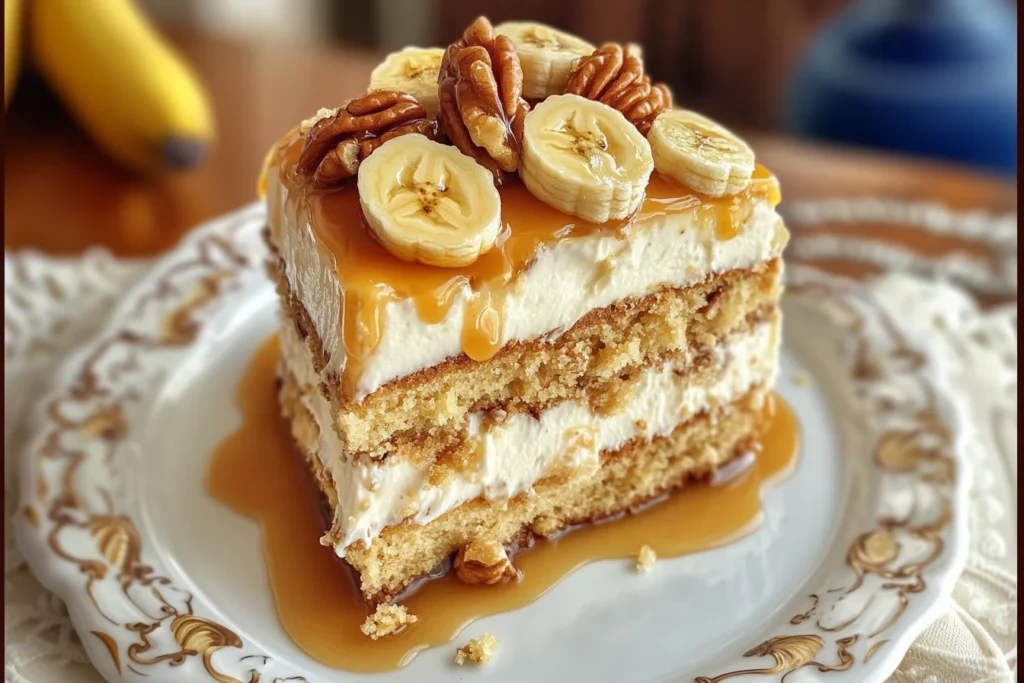 HEAVENLY BANANA WALNUT CREAM CAKE