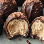 Creamy no-bake peanut butter cheesecake balls coated in chocolate and topped with graham cracker crumbs, perfect for parties or snacking.